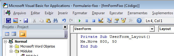 Código para fixar formulário Código para fixar formulário