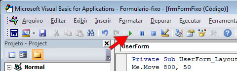 Executar Formulário Fixo Executar Formulário Fixo