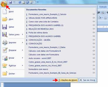 Opções do Word