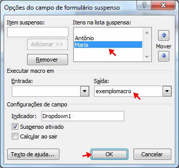 Opções do campo de formulário suspenso Opções do campo de formulário suspenso