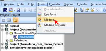 Inserir Módulo Inserir Módulo