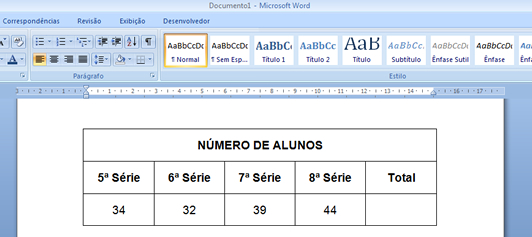 Tabela no Word Tabela no Word