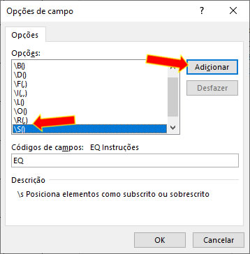 Opções de Campo Opções de Campo