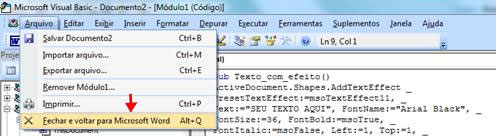 Fechar e voltar para Microsoft Word Fechar e voltar para Microsoft Word