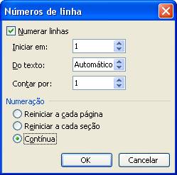 Números de linha Números de linha