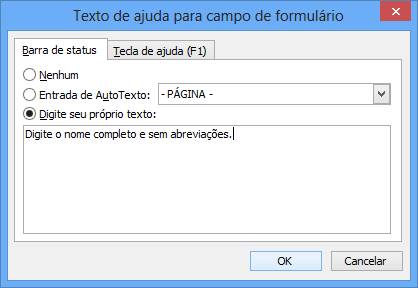 Texto de ajuda para campo de formulário