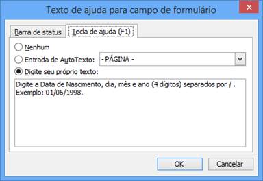 Texto de ajuda para campo de formulário Texto de ajuda para campo de formulário