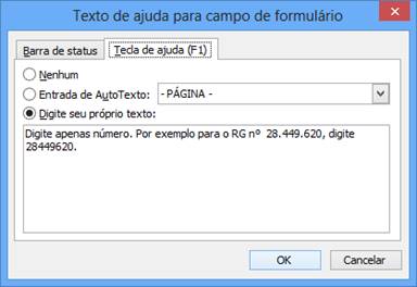 Texto de ajuda para campo de formulário Texto de ajuda para campo de formulário