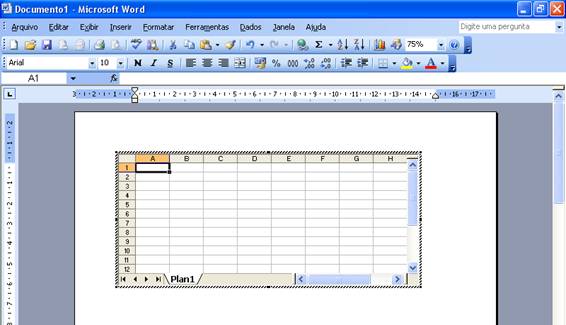 Planilha do Excel no Word Planilha do Excel no Word