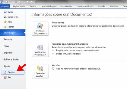 opções do Word Opções do Word