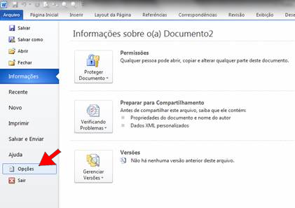 Opções do Word