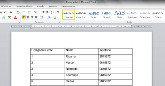 Banco de Dados no Word Banco de Dados no Word