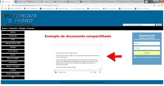 documento do Word Online inserido no blog ou site