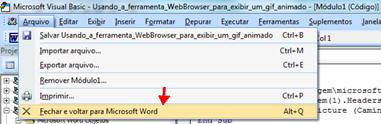 Fechar e voltar para o Microsoft Word