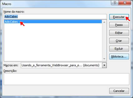 Executar macro Executar macro