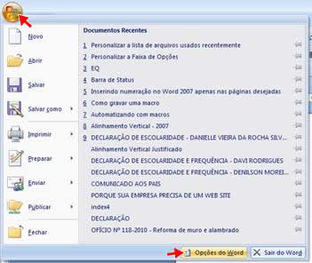 Opções do Word Opções do Word