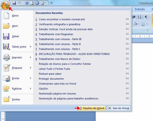 Opções do Word Opções do Word