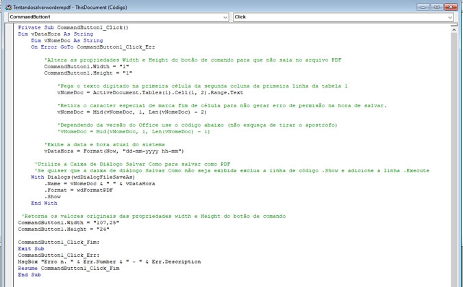 Código VBA Código VBA