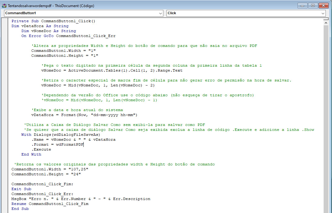 Código VBA Código VBA