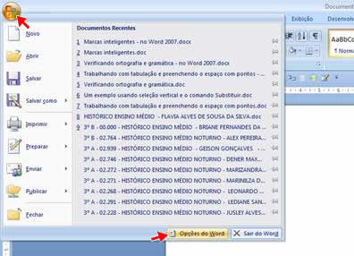 Opções do Word