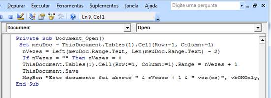 Janela de Código Janela de Código