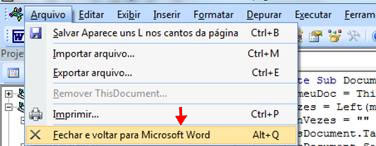 Fechar e voltar para Microsoft Word Fechar e voltar para Microsoft Word