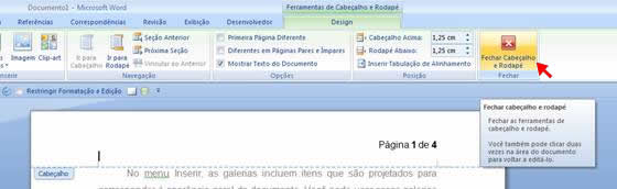 Fechar Cabeçalho e Rodapé