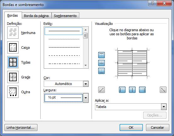 Bordas e sombreamento