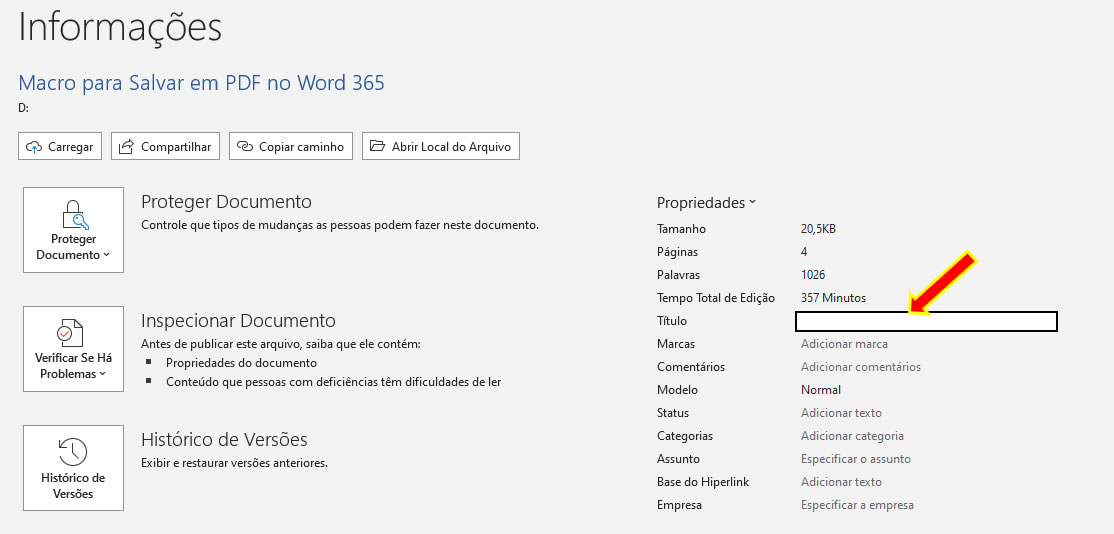 Editar Propriedades do Documento Editar Propriedades do Documento