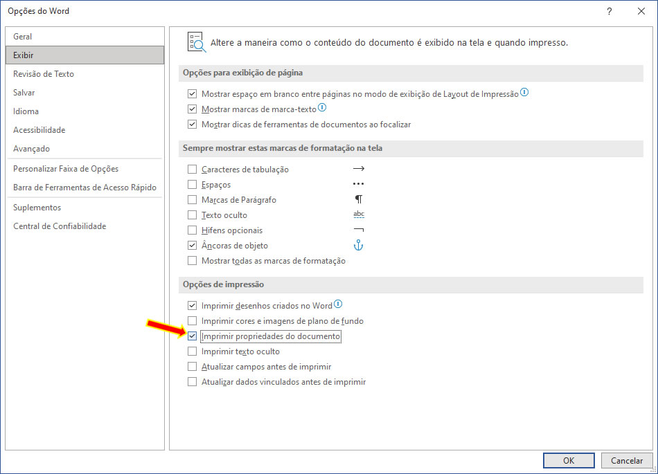 Imprimir Propriedades do Documento