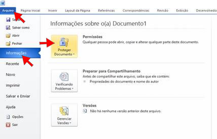 Proteger Documento no Word 2010 Proteger Documento no Word 2010