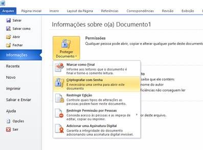 Proteção de documentos no Word 2010