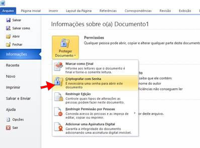 Proteger documento com senha no Word 2010 Proteger documento com senha no Word 2010