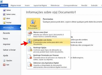 Proteger documento com senha no Word 2010