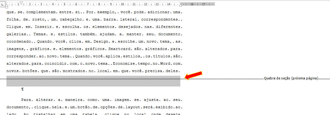 Quebra de Seção Selecionar Quebra de Seção