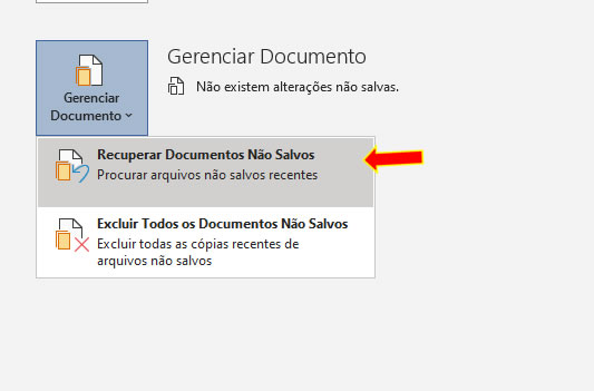 Recuperar documentos não salvos Recuperar documentos não salvos