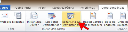 Editar Lista de Destinatários Editar Lista de Destinatários