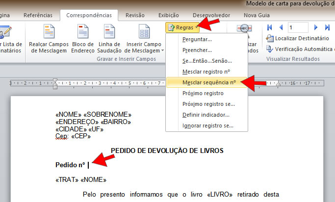 Regra mesclar sequência nº Regra mesclar serquência nº