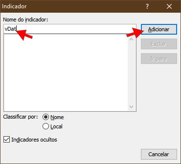 Inserir Indicador Inserir Indicador