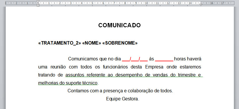 Modelo de Comunicado de Reunião Modelo de Comuinicado de Reunião