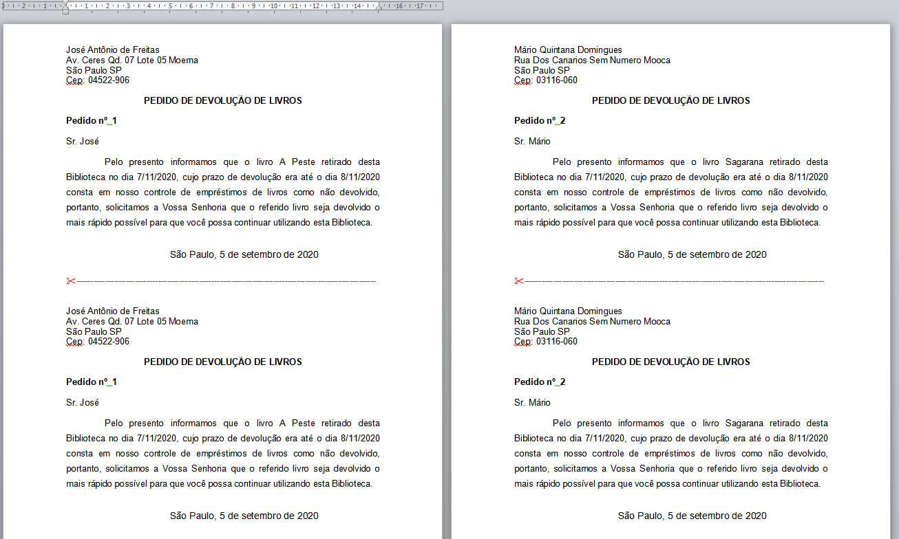 Modelo de carta mesclado Modelo de carta mesclado