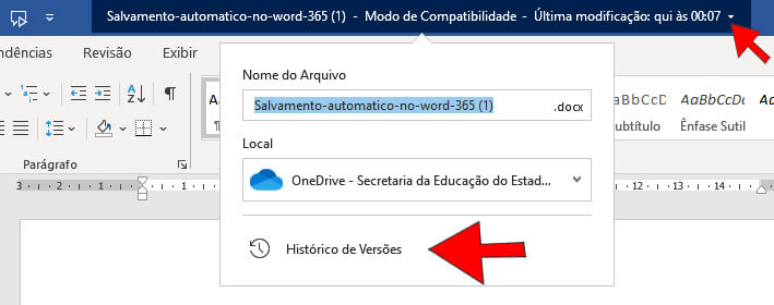 Histórico de versões Histórico de versões