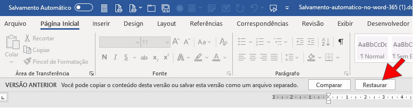 Restaurar versão