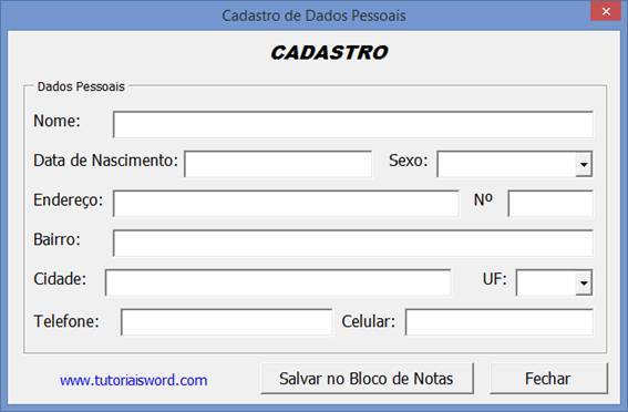 Formulário - VBA Formulário - VBA