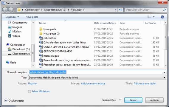 Salvar como Documento habilitado para macro do Word Salvar como Documento habilitado para macro do Word