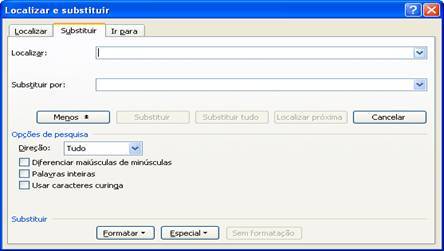 Localizar e Substituir Localizar e Substituir