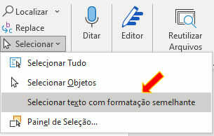Selecionar texto com formatação semelhantes Selecionar texto com formatação semelhante