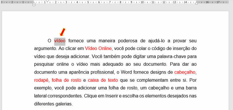 Selecionar palavra em vermelho Selecionar palavra em vermelho