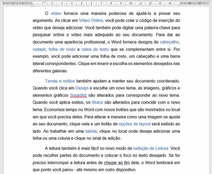 Textos destacados em azul