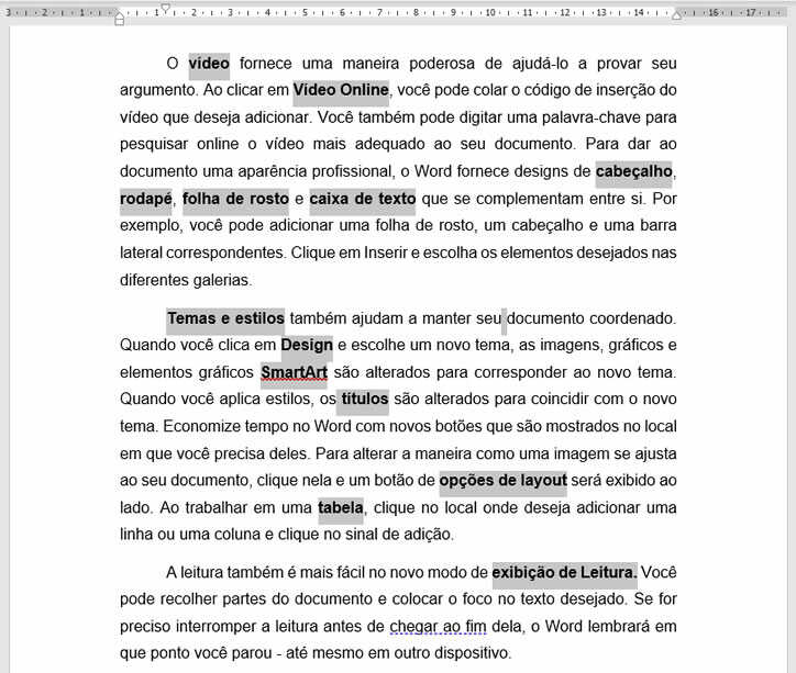 todas as palavras em negrito selecionadas todas as palavras em negrito selecionadas